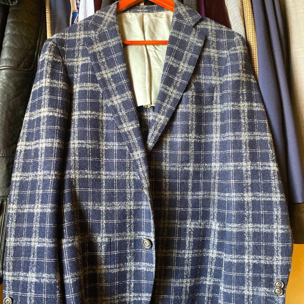 Suitsupply Havana Plaid Alpaca Wool Blazer. Size 38.